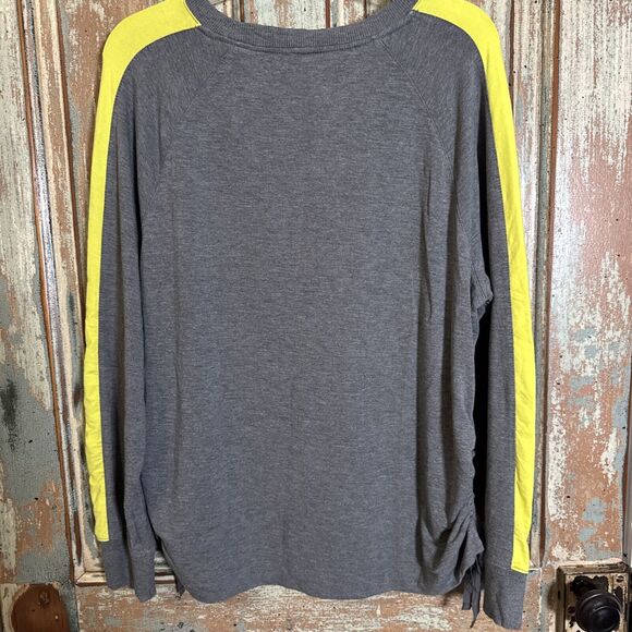 Simply Vera Gray Sweater Yellow Stripe Down LongSleeves Drawstring Side Seams XL - Picture 8 of 8